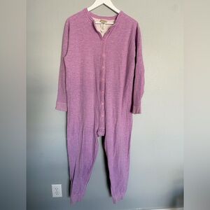 LL Bean lavender purple wool cotton blend full body union suit pajama Women’s XL